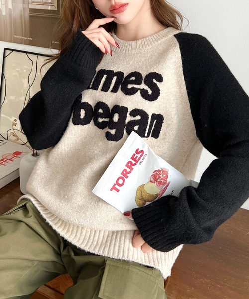 新品未使用♡louloute バルーンプルオーバー Le Mélange】 ロゴニットプルオーバー 8552003 | TO