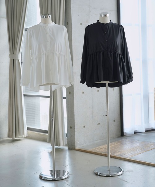 Newlyme（ニューリーミー）の「イージーケアハイネックペプラムブラウス（シャツ/ブラウス・レディース・ブラック/ホワイト・SMALL/MEDIUM/LARGE/X-LARGE/XX-LARGE）」の20枚目の写真