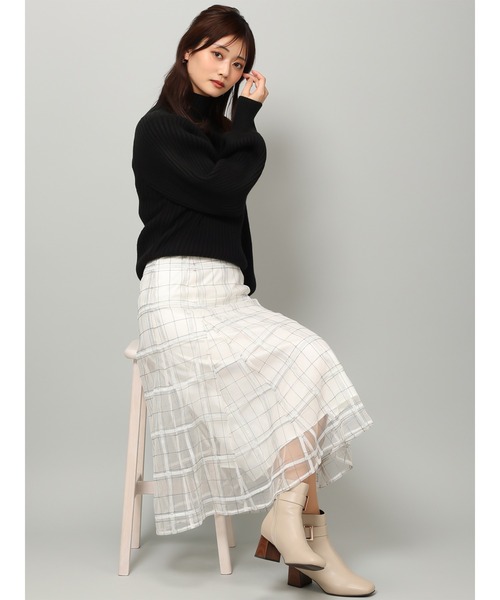 MISCH MASCH(ミッシュマッシュ)の「ラメ刺繍チェックスカート/MM347212(スカート・レディース・ブラック/アイボリー・M/S)」の22枚目の写真