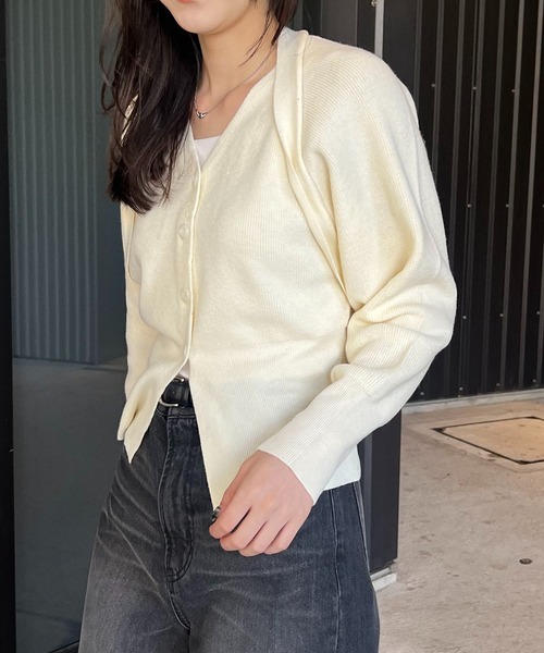 CAPRICIEUX LE'MAGE(カプリシューレマージュ)の「ボレロ風カーディガン(カーディガン/ボレロ・レディース・ブラック/ベージュ/オフホワイト・FREE)」の8枚目の写真