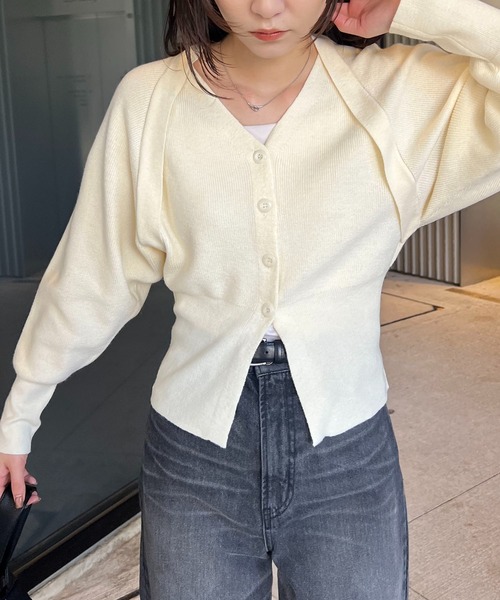 CAPRICIEUX LE'MAGE(カプリシューレマージュ)の「ボレロ風カーディガン(カーディガン/ボレロ・レディース・ブラック/ベージュ/オフホワイト・FREE)」の10枚目の写真