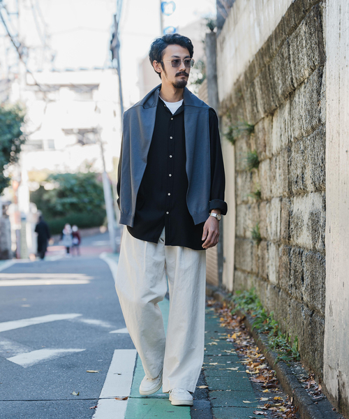 EDIFICE（エディフィス）の「ジョーゼット スタンドカラーシャツ（シャツ/ブラウス・メンズ・ベージュ/ブラック・MEDIUM/SMALL/LARGE）」の4枚目の写真