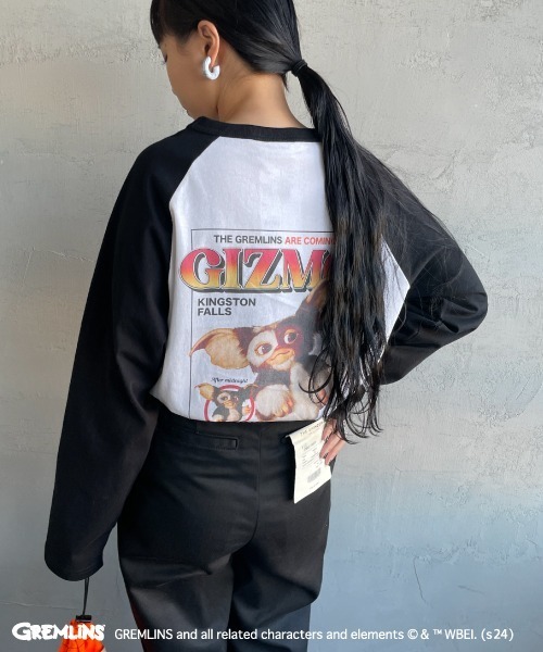 JEANS FACTORY （ジーンズファクトリー）の「【WEB限定】[GREMLINS/グレムリン] ラグランスリーブロンT（Tシャツ/カットソー・レディース・ライトグレー/ホワイト・L/M/XL）」の12枚目の写真