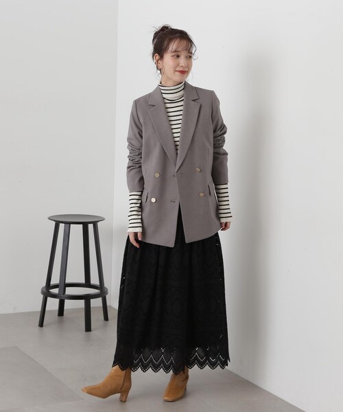 N.（N. Natural Beauty Basic）（エヌエヌナチュラルビューティーベーシック）の「◆ボーダータートルリブニット（ニット/セーター・レディース・ホワイト×イエロー/ホワイト×ブラック/オレンジ系その他・MEDIUM）」の6枚目の写真