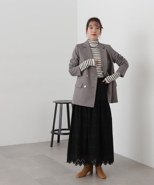 N.（N. Natural Beauty Basic）（エヌエヌナチュラルビューティーベーシック）の「◆ボーダータートルリブニット（ニット/セーター・レディース・ホワイト×イエロー/ホワイト×ブラック/オレンジ系その他・MEDIUM）」の7枚目の写真