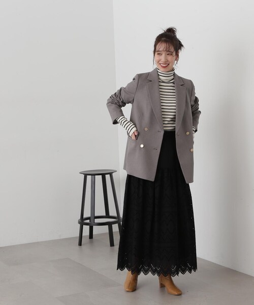 N.（N. Natural Beauty Basic）（エヌエヌナチュラルビューティーベーシック）の「◆ボーダータートルリブニット（ニット/セーター・レディース・ホワイト×イエロー/ホワイト×ブラック/オレンジ系その他・MEDIUM）」の8枚目の写真