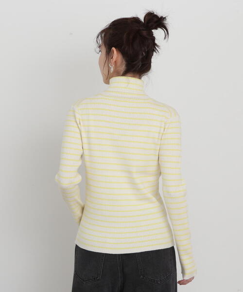 N.（N. Natural Beauty Basic）（エヌエヌナチュラルビューティーベーシック）の「◆ボーダータートルリブニット（ニット/セーター・レディース・ホワイト×イエロー/ホワイト×ブラック/オレンジ系その他・MEDIUM）」の18枚目の写真