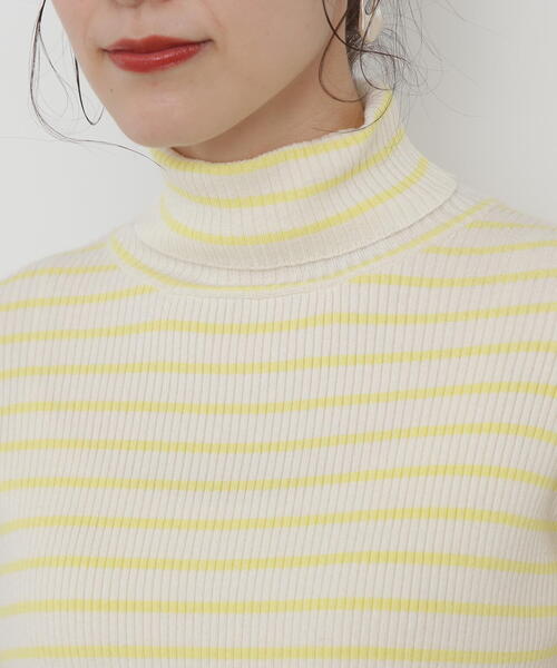 N.（N. Natural Beauty Basic）（エヌエヌナチュラルビューティーベーシック）の「◆ボーダータートルリブニット（ニット/セーター・レディース・ホワイト×イエロー/ホワイト×ブラック/オレンジ系その他・MEDIUM）」の19枚目の写真