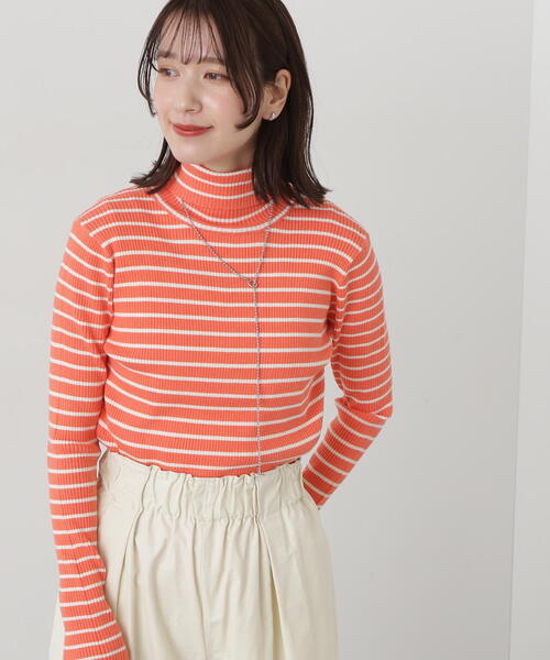 N.（N. Natural Beauty Basic）（エヌエヌナチュラルビューティーベーシック）の「◆ボーダータートルリブニット（ニット/セーター・レディース・ホワイト×イエロー/ホワイト×ブラック/オレンジ系その他・MEDIUM）」の22枚目の写真