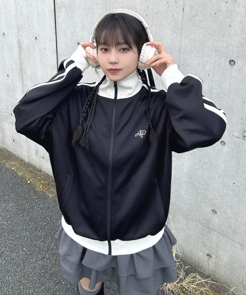 セール】◎ワンポイント刺繍ロゴ サイドライントラックジャケット