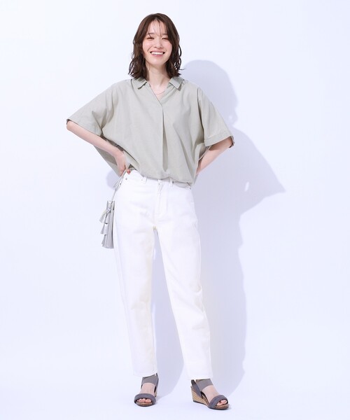 SHOO・LA・RUE(シューラルー)の「【SS-3L/美脚シルエット】いつでも頼れる デニムテーパードパンツ(デニムパンツ・レディース・ブルー/ホワイト/ネイビー・01/02/03/04/05/10)」の16枚目の写真