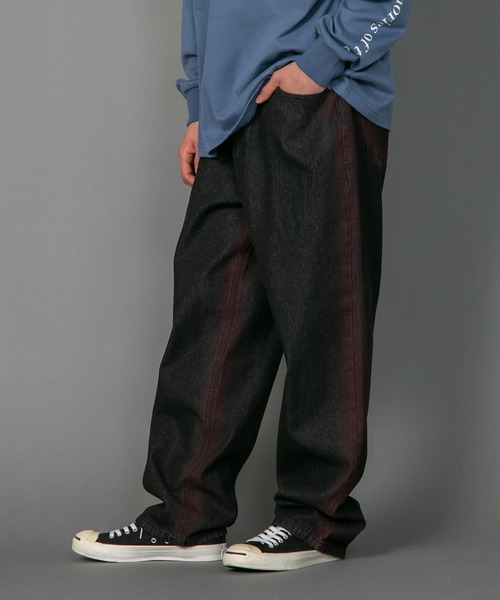 UNIIT（ユニット）の「スプレープリント　バギーデニムパンツ　オーバーサイズ　ビッグシルエット（デニムパンツ・メンズ・ダークグリーン/グレー/シルバー/ワイン・MEDIUM/LARGE）」の11枚目の写真
