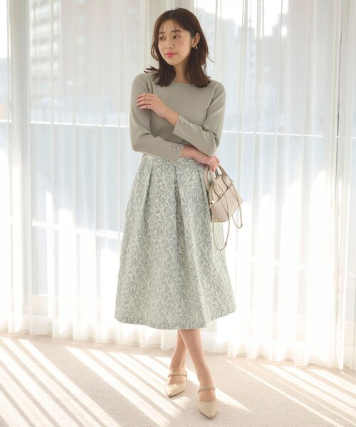 Feroux(フェルゥ)の「【セットアイテム】ニット×ジャガードスカート セット(セットアップ・レディース・ピンク系/ライトグリーン系・1/2)」の9枚目の写真