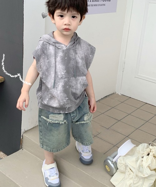 aimoha(アイモハ)の「【aimoha-KIDS-】子供服 ポケット付きパーカーベスト(パーカー・キッズ・グレー・90/100/110/120/130)」の3枚目の写真