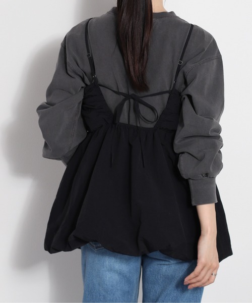 cepo(セポ)の「バックリボン バルーンギャザーアウトキャミ(キャミソール・レディース・グリーン/オフホワイト/ブラック・M)」の13枚目の写真