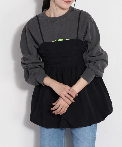 cepo(セポ)の「バックリボン バルーンギャザーアウトキャミ(キャミソール・レディース・グリーン/オフホワイト/ブラック・M)」の21枚目の写真