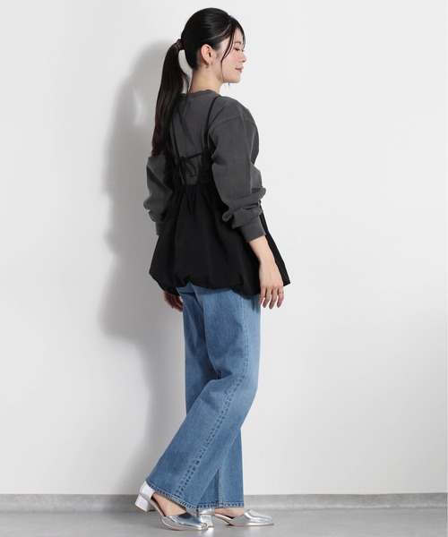 cepo(セポ)の「バックリボン バルーンギャザーアウトキャミ(キャミソール・レディース・グリーン/オフホワイト/ブラック・M)」の17枚目の写真