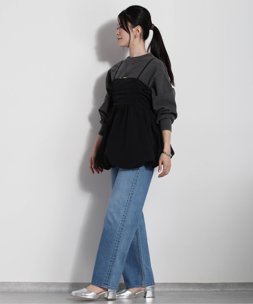 cepo(セポ)の「バックリボン バルーンギャザーアウトキャミ(キャミソール・レディース・グリーン/オフホワイト/ブラック・M)」の15枚目の写真