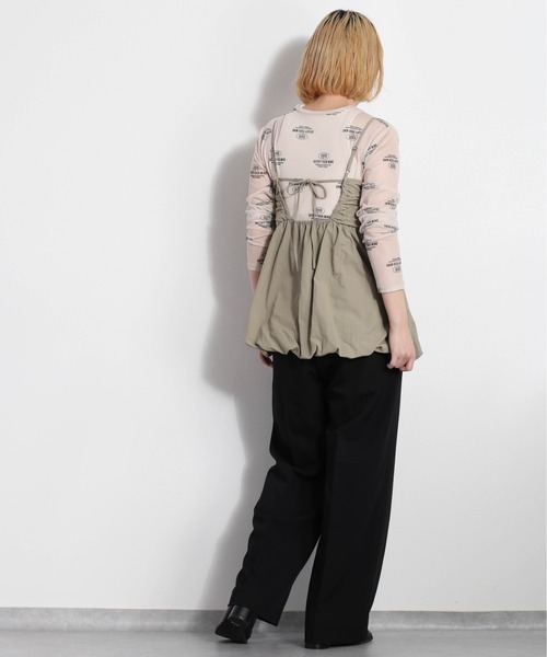 cepo(セポ)の「バックリボン バルーンギャザーアウトキャミ(キャミソール・レディース・グリーン/オフホワイト/ブラック・M)」の7枚目の写真