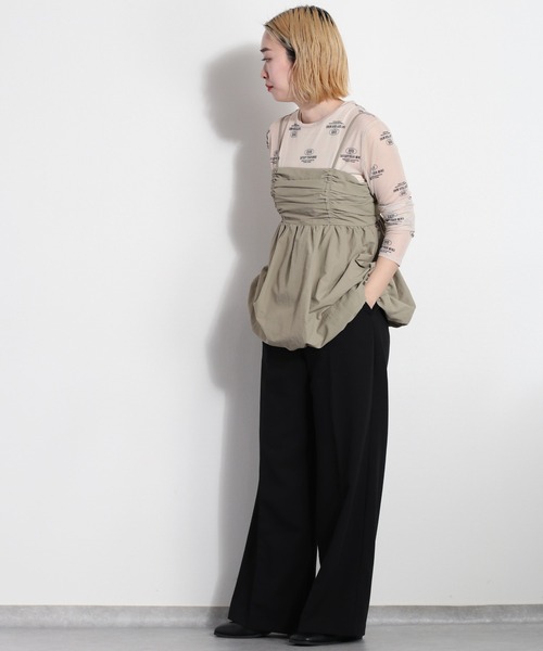 cepo(セポ)の「バックリボン バルーンギャザーアウトキャミ(キャミソール・レディース・グリーン/オフホワイト/ブラック・M)」の6枚目の写真