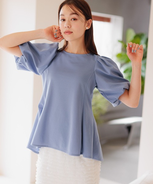 mysty woman(ミスティウーマン)の「ペプラムチュニックプルオーバー 113502(Tシャツ/カットソー・レディース・ブラック/ブルー/オフホワイト・FREE)」の3枚目の写真