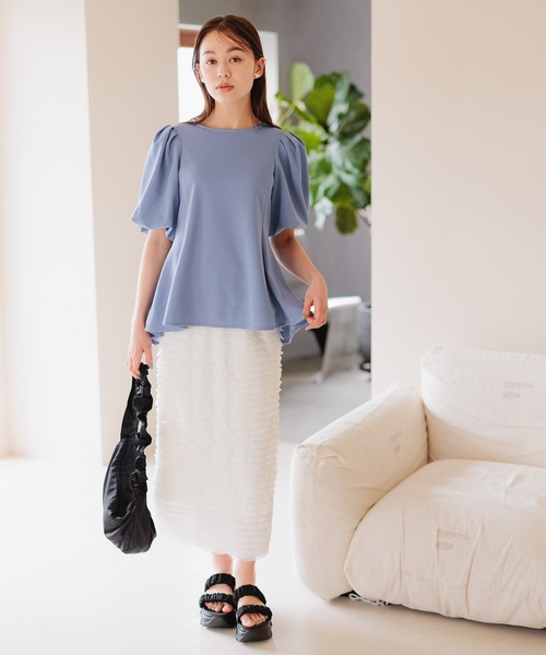 mysty woman(ミスティウーマン)の「ペプラムチュニックプルオーバー 113502(Tシャツ/カットソー・レディース・ブラック/ブルー/オフホワイト・FREE)」の6枚目の写真