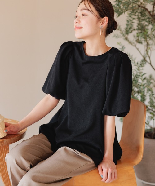 mysty woman(ミスティウーマン)の「ペプラムチュニックプルオーバー 113502(Tシャツ/カットソー・レディース・ブラック/ブルー/オフホワイト・FREE)」の8枚目の写真