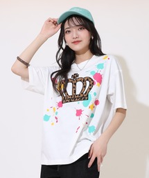 親子お揃い ヒョウ柄 ワッペン ペイント Tシャツ 9220A
