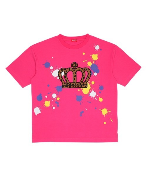 BABYDOLL(ベビードール)の「親子お揃い ヒョウ柄 ワッペン ペイント Tシャツ 9220A(Tシャツ/カットソー・レディース・ブラック/ホワイト/ピンク系その他7・S/M/L/XL)」の1枚目の写真