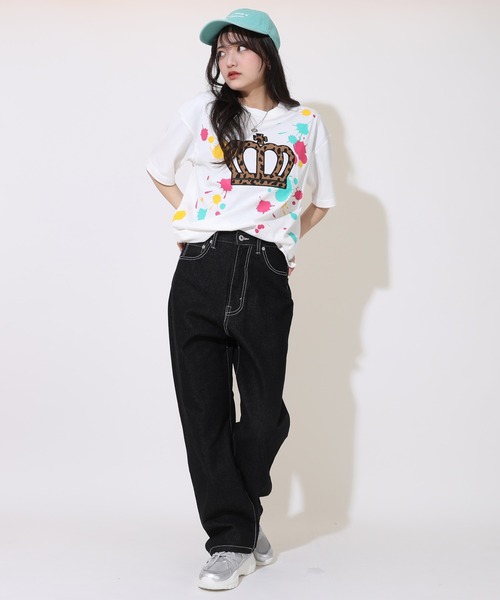 BABYDOLL(ベビードール)の「親子お揃い ヒョウ柄 ワッペン ペイント Tシャツ 9220A(Tシャツ/カットソー・レディース・ブラック/ホワイト/ピンク系その他7・S/M/L/XL)」の7枚目の写真