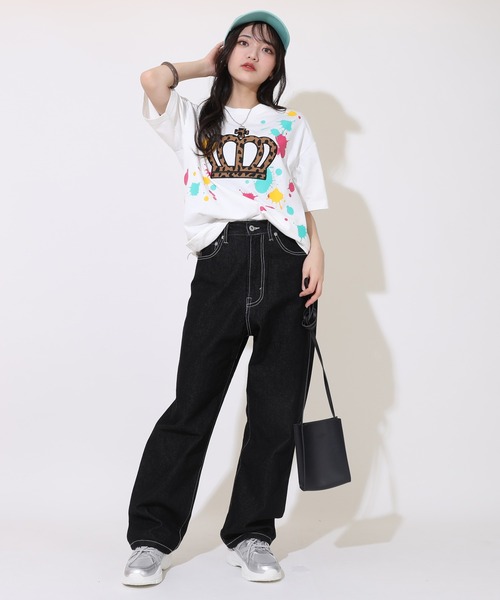 BABYDOLL(ベビードール)の「親子お揃い ヒョウ柄 ワッペン ペイント Tシャツ 9220A(Tシャツ/カットソー・レディース・ブラック/ホワイト/ピンク系その他7・S/M/L/XL)」の10枚目の写真