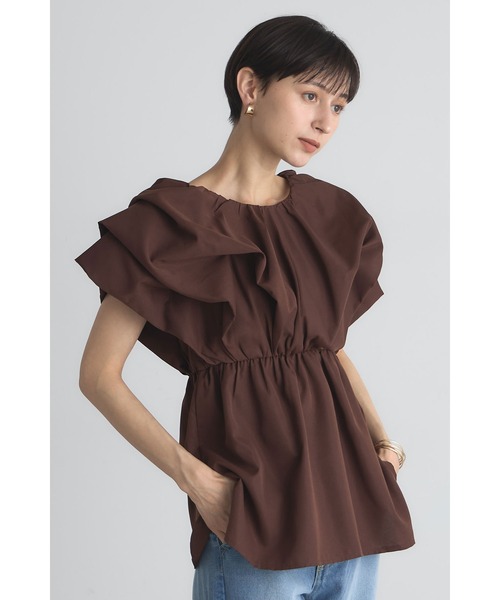 &. NOSTALGIA(アンドドットノスタルジア)の「前後2wayボリュームタックブラウス(シャツ/ブラウス・レディース・ブラック/ホワイト/カーキ/ブラウン系その他/サックスブルー/ブラウン・M)」の3枚目の写真