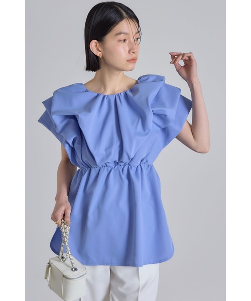 &. NOSTALGIA(アンドドットノスタルジア)の「前後2wayボリュームタックブラウス(シャツ/ブラウス・レディース・ブラック/ホワイト/カーキ/ブラウン系その他/サックスブルー/ブラウン・M)」の6枚目の写真