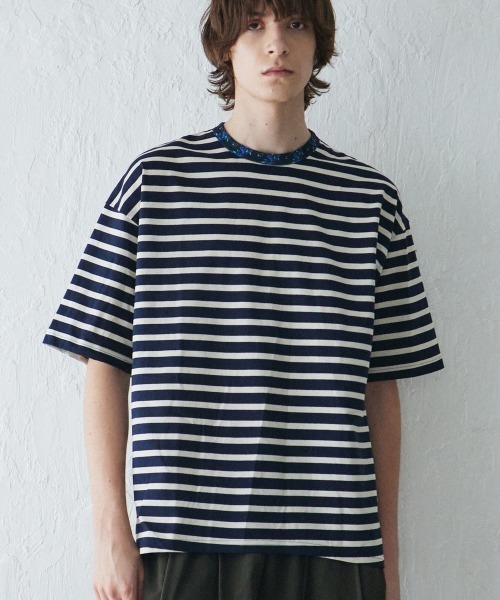 rehacer(レアセル)の「rehacer : Botanical Border CS / ボタニカル ボーダー カットソー(Tシャツ/カットソー・メンズ・グレー/ネイビー・SMALL/X-LARGE/LARGE/MEDIUM)」の12枚目の写真