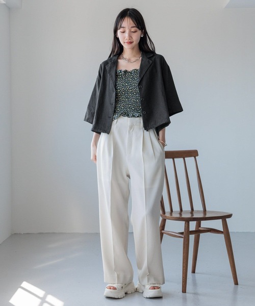 LOWRYS FARM（ローリーズファーム）の「ホップサックワイドパンツ 986492（スラックス・レディース・ブラック/アイボリー/ブラウン/チャコールグレー・MEDIUM/LARGE）」の9枚目の写真