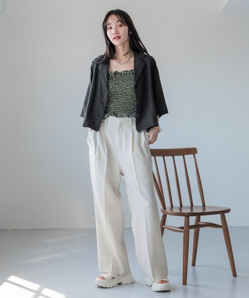 LOWRYS FARM（ローリーズファーム）の「ホップサックワイドパンツ 986492（スラックス・レディース・ブラック/アイボリー/ブラウン/チャコールグレー・MEDIUM/LARGE）」の5枚目の写真