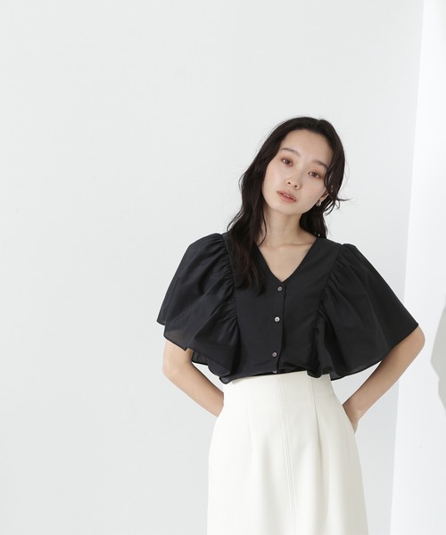 NATURAL BEAUTY BASIC（ナチュラルビューティーベーシック）の「◇バタフライスリーブブラウス（シャツ/ブラウス・レディース・ブラック/ブルー/グリーン・MEDIUM/SMALL）」の6枚目の写真