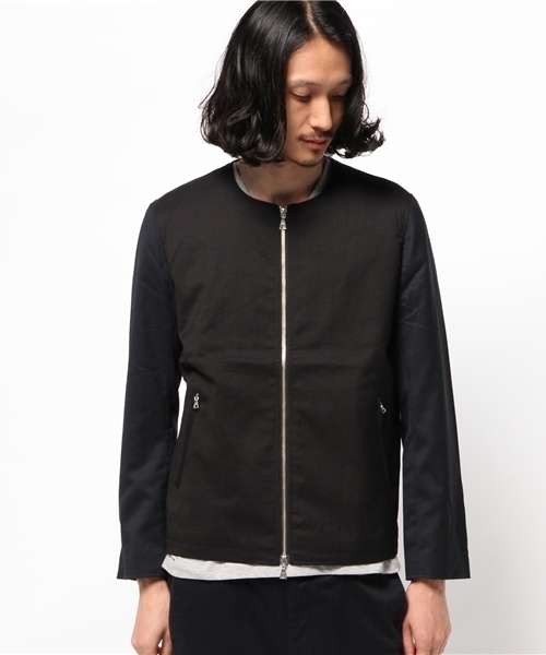 Lui's（ルイス）の「Lui's(ルイス) ノーカラーライダースブルゾン（ブルゾン・メンズ・ブラック/ネイビー・LARGE/MEDIUM/SMALL）」の3枚目の写真