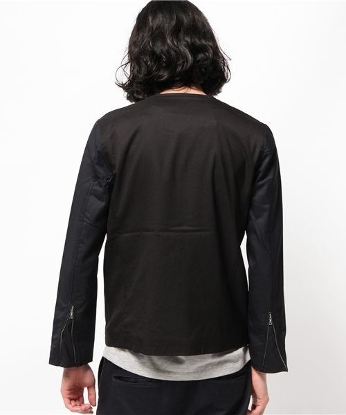 Lui's（ルイス）の「Lui's(ルイス) ノーカラーライダースブルゾン（ブルゾン・メンズ・ブラック/ネイビー・LARGE/MEDIUM/SMALL）」の5枚目の写真