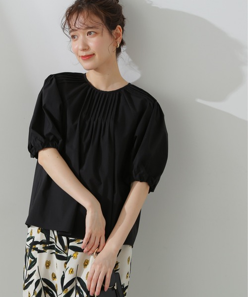 N.（N. Natural Beauty Basic）（エヌエヌナチュラルビューティーベーシック）の「◆ピンタックパフブラウス（シャツ/ブラウス・レディース・ライトグリーン/ブラック/オフホワイト・MEDIUM）」の3枚目の写真