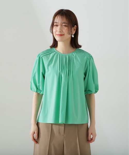 N.（N. Natural Beauty Basic）（エヌエヌナチュラルビューティーベーシック）の「◆ピンタックパフブラウス（シャツ/ブラウス・レディース・ライトグリーン/ブラック/オフホワイト・MEDIUM）」の6枚目の写真