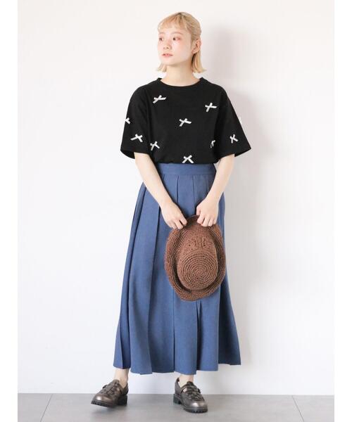 ehka sopo(エヘカソポ)の「デニムライクプリーツスカート(スカート・レディース・サックスブルー/ブルー/ネイビー・F)」の17枚目の写真