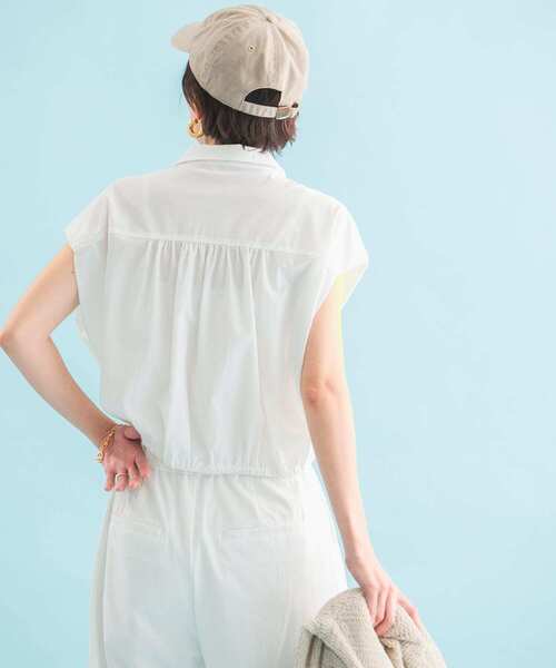 F by ROSSO(エフバイロッソ)の「『セットアップ対応』F by ROSSO 撥水クロップドシャツ+ワイドパンツ(セットアップ・レディース・オフホワイト/ネイビー・36/38)」の6枚目の写真