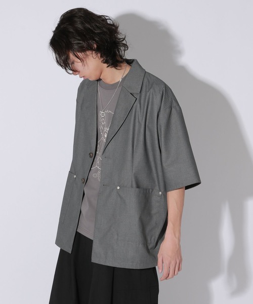 Anui（アニュイ）の「【UNISEX】クリアピケサマージャケット（テーラードジャケット・レディース・グレー/ブラック・MEDIUM）」の4枚目の写真