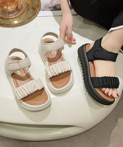 Miniministore（ミニミニストア）の「厚底 スポーツサンダル 美脚 夏靴韓国風（サンダル・レディース・ブラック/アイボリー・22.5cm/23.5cm/24.5cm/24.0cm/25.0cm/23.0cm）」の3枚目の写真