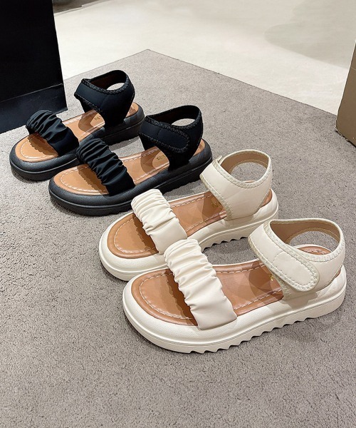 Miniministore（ミニミニストア）の「厚底 スポーツサンダル 美脚 夏靴韓国風（サンダル・レディース・ブラック/アイボリー・22.5cm/23.5cm/24.5cm/24.0cm/25.0cm/23.0cm）」の4枚目の写真