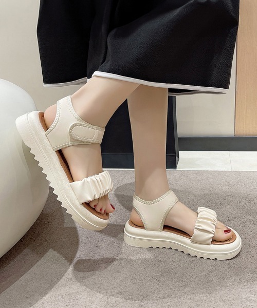 Miniministore（ミニミニストア）の「厚底 スポーツサンダル 美脚 夏靴韓国風（サンダル・レディース・ブラック/アイボリー・22.5cm/23.5cm/24.5cm/24.0cm/25.0cm/23.0cm）」の6枚目の写真