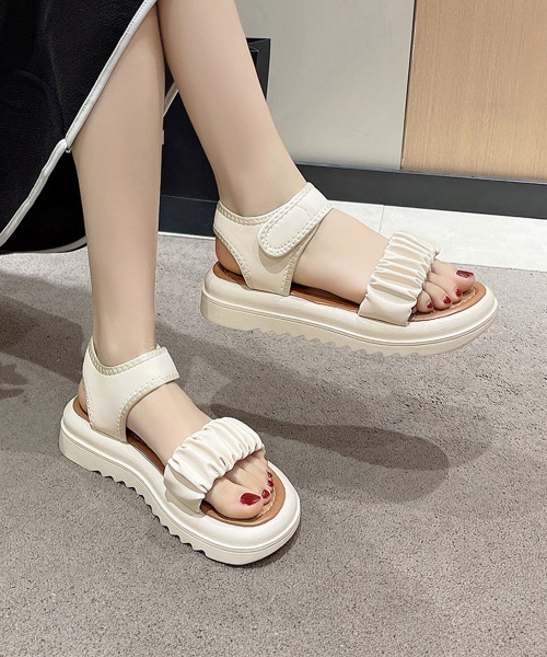 Miniministore（ミニミニストア）の「厚底 スポーツサンダル 美脚 夏靴韓国風（サンダル・レディース・ブラック/アイボリー・22.5cm/23.5cm/24.5cm/24.0cm/25.0cm/23.0cm）」の8枚目の写真