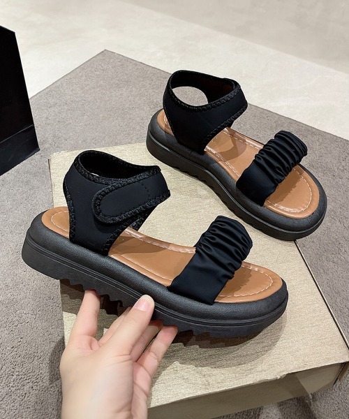 Miniministore（ミニミニストア）の「厚底 スポーツサンダル 美脚 夏靴韓国風（サンダル・レディース・ブラック/アイボリー・22.5cm/23.5cm/24.5cm/24.0cm/25.0cm/23.0cm）」の14枚目の写真