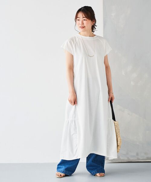 【セール】異素材ティアードワンピース（ワンピース）｜le.coeur blanc（ルクールブラン）